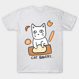 White Cat Bakery Neko Cute Kawaii Funny Meme Cooking Bread T-Shirt